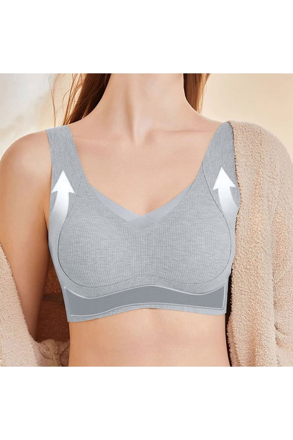 Fashion Seamless Bralette Sports Crop Top Vest Wirefree Shapewear Comfort Supportive Breathable Lounge Underwear Brasieres Para Mujer Sin Varilla Gray 2X