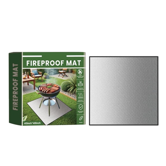 Cadancy Fire Pit Mat Deck Protector 40X40 Inch Fireproof Grill Pad Flame Resistant Ember Mat Outdoor Patio Grass Lawn Guard Bbq Splatter Shield Heat Deflector Barrier