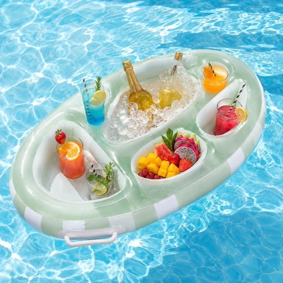 Cadancy Floating Snack Bar for Fruit Juice Bottle Pool Party Decoration Summer Birthday Decor Inflatable Parade Float Swimming Pool Party Supplies