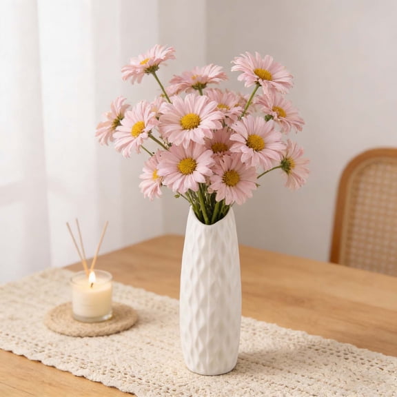 Cadancy Flower Vase Modern Bottle for Dried Fresh Bouquets Minimalist Cylinder Jar Home Table Centerpiece Decorative Clay Pot Elegant Living Room Bedroom Shelf Ornament