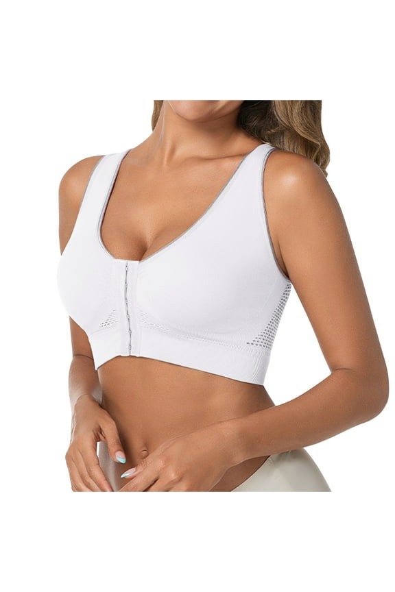 Front Closure Yoga Bra Seamless Wirefree Design Removable Pad Support Cooling Sports Tank Top Sostenes Deportivos Para Mujer White L