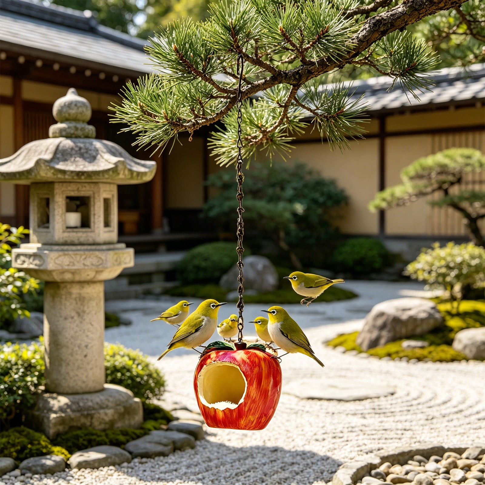 Cadancy Fruit Shaped Bird Feeder Outdoor Hanging Wild Bird Seeds Feeder Resin Garden Decor Patio Yard Decoration landscape Ornament Novetly Housewarming Gift
