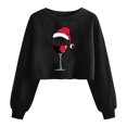 thumbnail image 1 of Cadancy Funny Christmas Shirts for Women Cropped Xmas Wine Glass Long Sleeve Trendy Tops Crew Neck Winter Party Pullover Sweatshirts Holiday Outfits 2025, 1 of 5