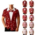 thumbnail image 1 of Cadancy Funny Shirts for Men Valentine Day Heart Graphic Bow Tie Tuxedo Printed Buttdon Down Short Sleeve Tops Loose Casual Holiday Vacation Party Tshirt, 1 of 9