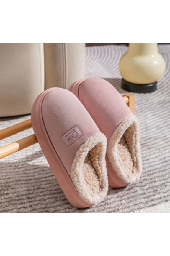 Fuzzy Slippers Women Suede Indoor Outdoor Plush Furry Winter Warm Bedroom Shoes Thick Sole Anti-Slip Cozy Soft Trendy House Footwear