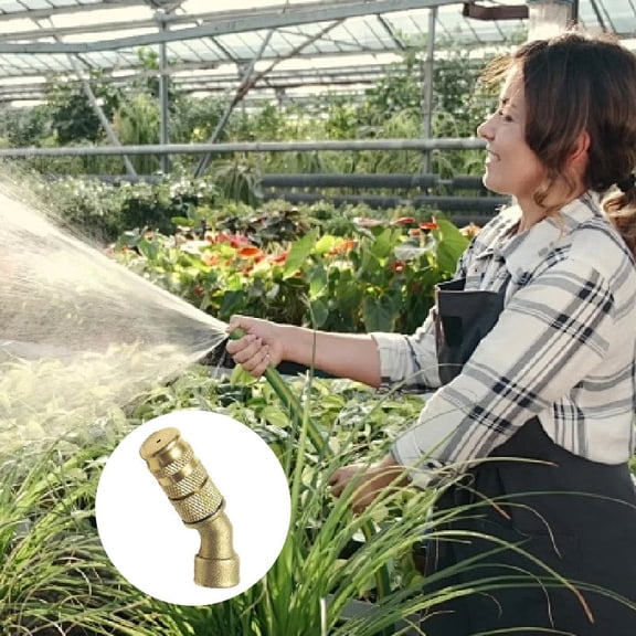 Cadancy Garden Hose Nozzle Sprayer Attachment, Brass Adjustable Spray Head Pressure Washer, High Pressure Water Wand for Plants Watering, Lawn Irrigation Tool with Quick Connect