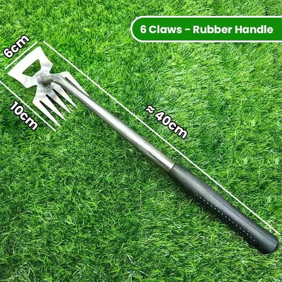 Cadancy Garden Tools Hand Weeder Tool with Stainless Steel Claws, Ergonomic Grip Weeding Rake for Lawn Yard Flower Bed, Portable Manual Removing Weed Puller Cultivator