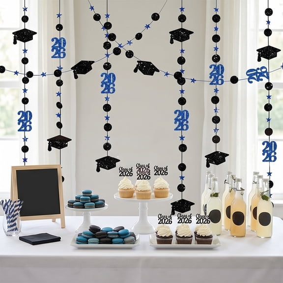Cadancy Graduation Party Supplies Hanging Garland Decorations Class of Cap Star Banner Celebration Photo Backdrop School College Ceremony Room Decor Streamers