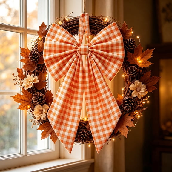 Cadancy Halloween Bow Decorations Large Ribbon Ornament for Tree Wreath Door Hanger Party Prop Spooky Festive Season Indoor Outdoor Display Haunteds House Celebration Decor