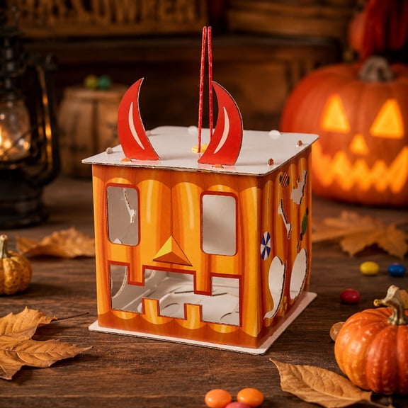 Cadancy Halloween Craft Kit Projection Lantern DIY Set for Home Decor Spooky Ghost Light Hanging Decoration Handmade Creative Activity Party Favor Gift