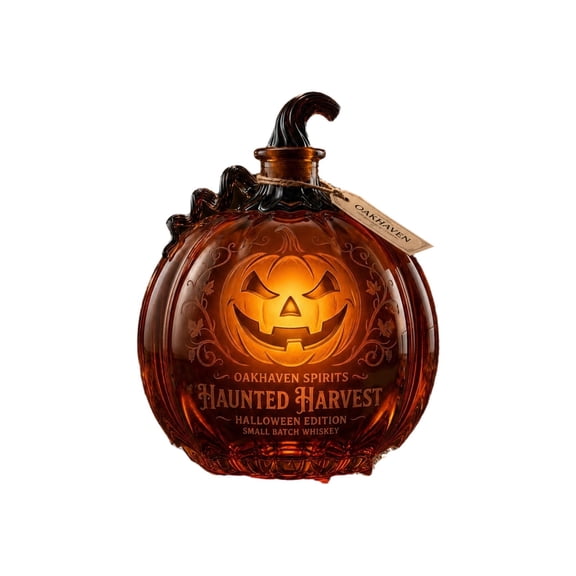 Cadancy Halloween Decanter Pumpkin Shaped Whiskey Liquor Bottle Glass Spirit Carafe with Stopper Novelty Barware Drink Dispenser for Holiday Party Home Bar Counter Decor