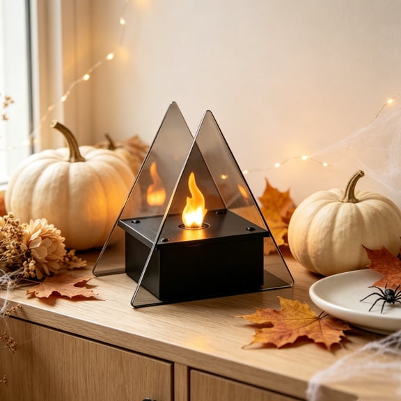 Cadancy Halloween Decoration LED Candle Light Geometric Shape Flameless Flickering Lamp with Panel for Party Table Centerpiece Mantel Display Spooky Seasonal Home Decor