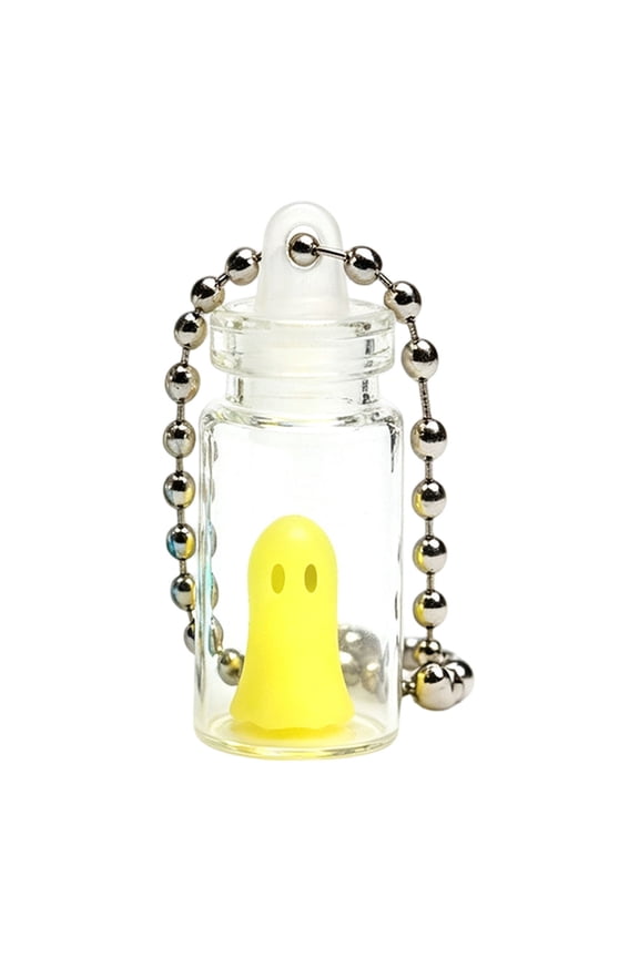 Halloween Decorations Mini Ghost Keychain Glow in The Dark, Tiny Spirit Bottle Pendant, Spooky Party Favors Bag Stuffer, Novelty Seasonal Backpack Accessory