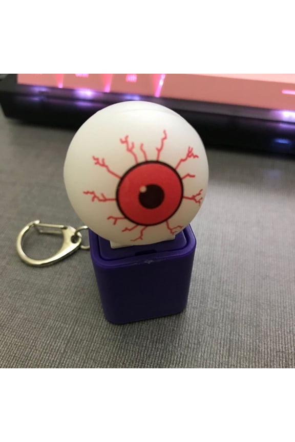 Halloween Eyeball Keychain with Voice Activated Button LED Light Up Spooky Backpack Charm Party Favor Decoration for Holiday Trick or Treat Gift