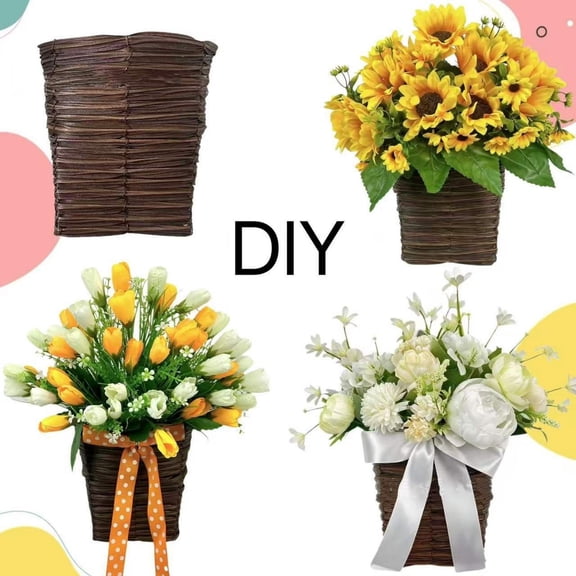 Cadancy Hanging Planters for Outdoor Plants Woven Wall Basket Front Door Decor Handmade Wicker Flower Pots Vertical Garden Porch Decoration Farmhouse Home Storage Organizer