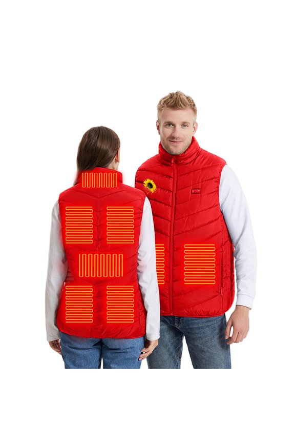 Heated Jacket Women Men Plus Size 8 Heating Zones Rechargeable 3 Temperature Modes Sleeveless Quilted Vest Zipper Pockets Full Zip Print Casual Washable Winter Thermal Coats
