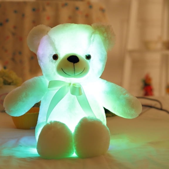 Cadancy LED Light Up Teddy Bear Stuffed Animal Plush Toy Glowing Soft Doll Night Light Bedside Lamp Bedroom Decor Cute Birthday Gift Home Decoration