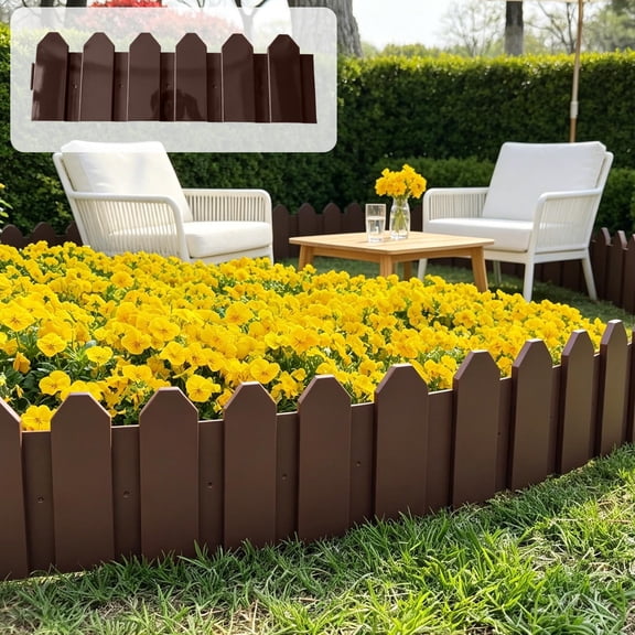 Cadancy Landscape Edging Border Garden Fence for Flower Bed Lawn Yard Outdoor Decorative Picket Bordering Pathway Tree Surround Patio Landscaping Flexible Interlocking Yard Decor