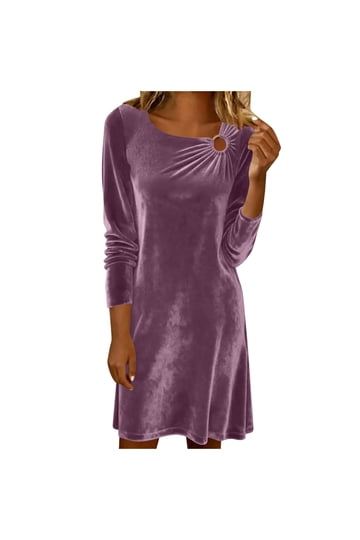 Purple Long Sleeve Mini Dress