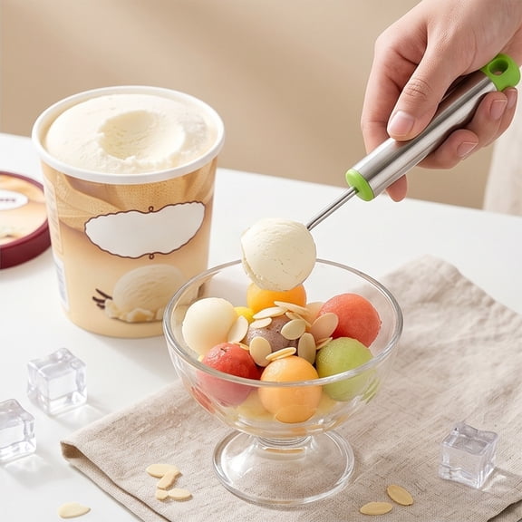 Cadancy Melon Baller Scoop Stainless Steel Fruit Carving Tool Ice Cream Scooper Multi Functional Kitchen Gadget Dessert Slicer Cutter Spoon Vegetable Corer Digging Ball Maker Kitchen Utensil