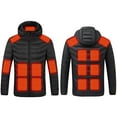 thumbnail image 1 of Cadancy Mens Womens Heated Coat Zip Up Long Sleeve 2 Temperature Modes 17 Heating Zones USB Rechargeable Jackets Washable Thermal Detachable Hooded Winter Quilted Jacket, 1 of 9