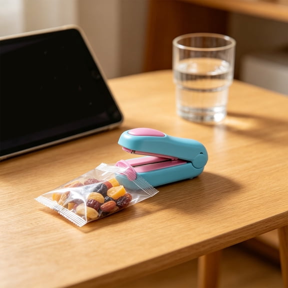 Cadancy Mini Bag Sealer Handheld Heat Sealing Machine Portable Plastic Bag Clips Snack Food Saver Resealer for Chip Candy Cookie Storage Home Kitchen Gadgets