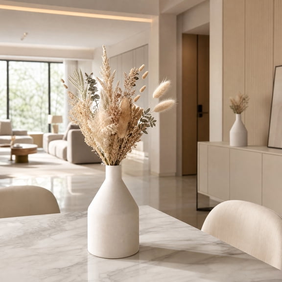 Cadancy Modern Ceramic Vases Flower Vessel with Unique Tapered Shape Minimalist Table Centerpiece Living Room Dining Area Elegant Dried Floral Arrangement Holder Home Decor