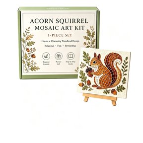 Cadancy Mosaic Art Kits for Adult Animal Theme DIY Craft Set with Easel Cute Pattern Creative Handmade Home Decoration Tabletop Display Beginner Friendly Hobby Supply Gift