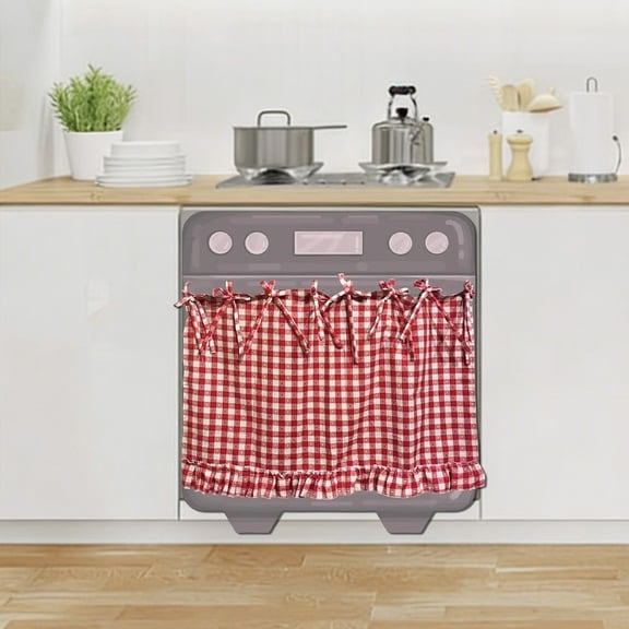 Cadancy Oven Door Towel Cover with Ruffle Trim Farmhouse Kitchen Decor Hand Towel Set Hanging Appliance Cover for Home Baking Cooking Essentials
