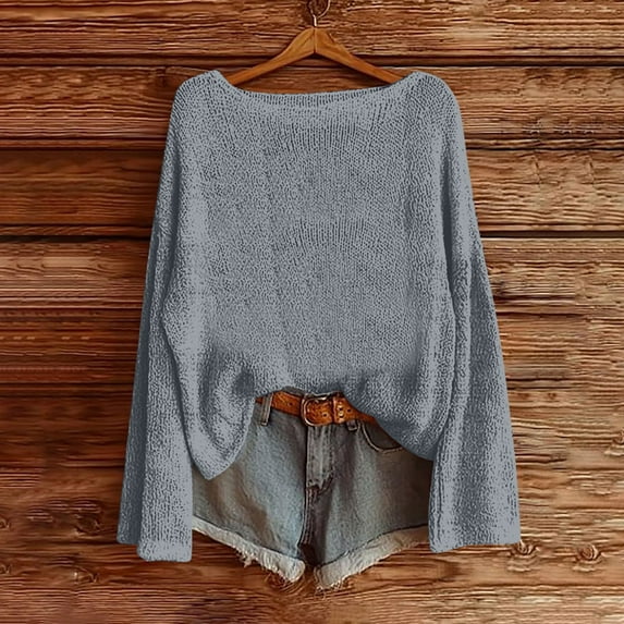 Cadancy Oversized Sweater Women Boatneck Pullover Long Sleeve Boho Knit Tops Solid Color Casual Vintage Trendy Cozy Sweaters Fall Winter Fashion Outfits