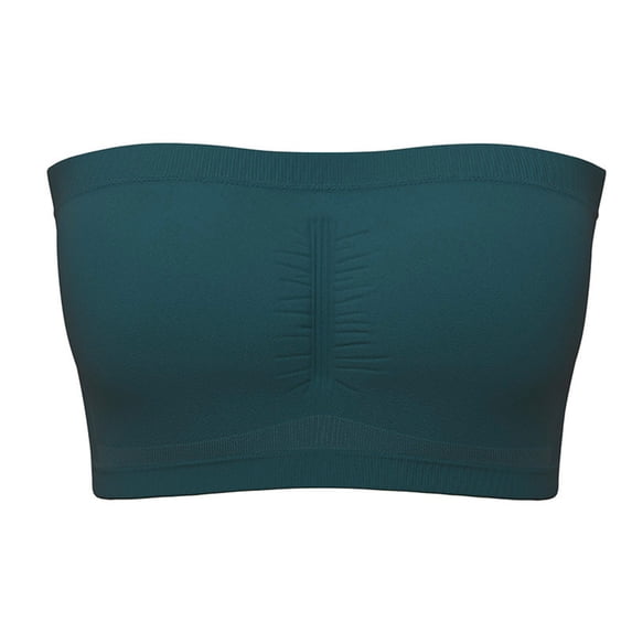 Cadancy Padded Bandeau Bra Strapless Seamless Comfort Stretchy Tube Top Design Full Coverage T-Shirt Support Brasieres Para Mujer Army Green X5X