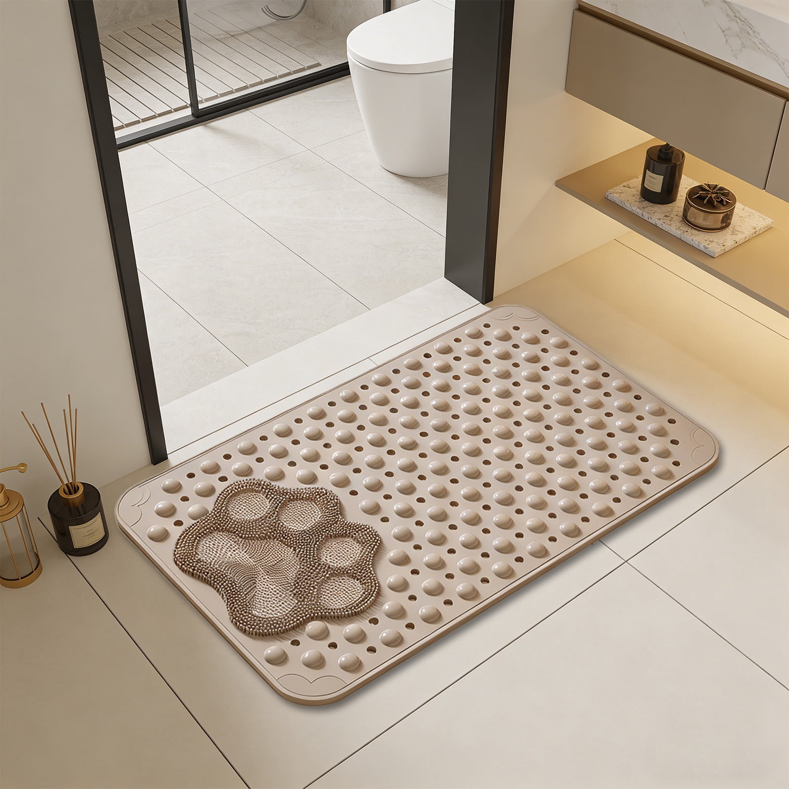 Deb Mat Cadancy Paw Pattern Non-Slip Bath Mat for Shower Floor, Anti-Skid ...