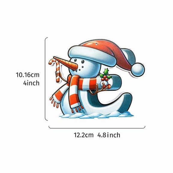 Cadancy Personalized Christmas Ornaments 26 Letters Initial Snowman DIY Family Xmas Tree Hanging Decoration Cute Holiday Party Home Decor Indoor Outdoor Ornament(E)
