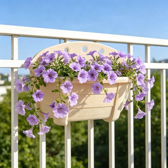 Cadancy Planter Box Wall Mounted Railing Hanging Basket for Indoor Outdoor Balcony Deck Patio Garden Herb Vegetable Flower Pot Vertical Growing Container Modern Home Decor