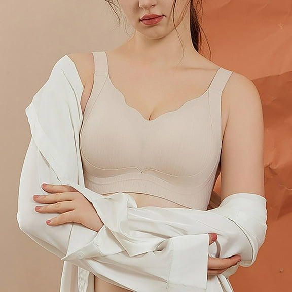 Cadancy Plus Size Support Bra Thin Seamless Design for Large Chest Soft Underwire Comfort Anti-Sagging Full Coverage Sostenes Deportivos Para Mujer White 4X