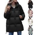 thumbnail image 1 of Cadancy Puffy Jackets Women with Hood Double Zippers Long Sleeve Quilted Jacket Zip Pockets Oversized Mid Length Puffer Coats Winter Warm Fashion Down Coat 2025, 1 of 4