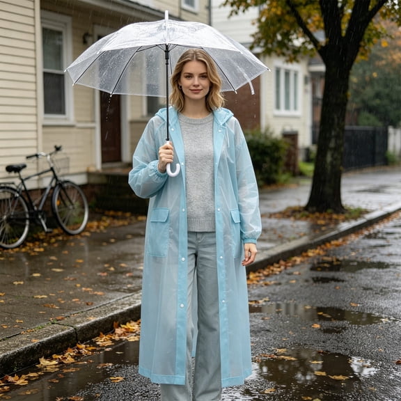 Cadancy Raincoat Waterproof Adult Full Body Protection, Heavy Duty Hooded Rain Poncho with Pockets for Outdoor Activities Hiking Camping Travel Reusable Storm Gear
