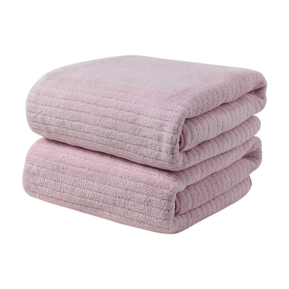 Cadancy Ribbed Coral Fleece Bath Towel Set 2-Pack - 28" x 55" - Soft Absorbent Quick Dry Shower Towels Yellow