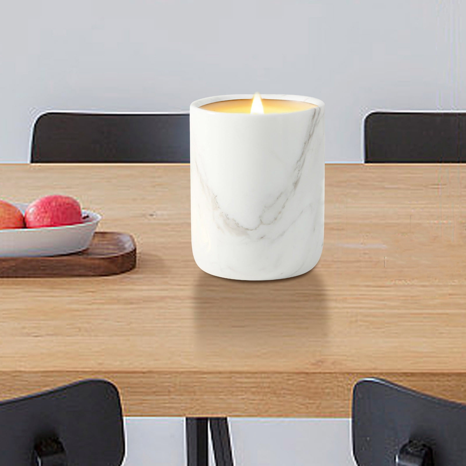 Cadancy Scented Candle Holder Natural Marble Jar Elegant Aromatherapy Container Decorative Stone Vessel for Home Decor Modern Luxury Living Room Bedroom Office Table Centerpiece Gift