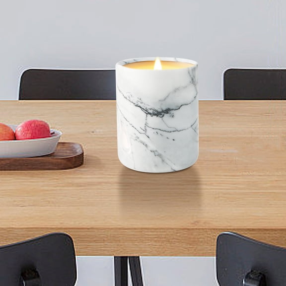Cadancy Scented Candle Holder Natural Marble Jar Elegant Aromatherapy Container Decorative Stone Vessel for Home Decor Modern Luxury Living Room Bedroom Office Table Centerpiece Gift