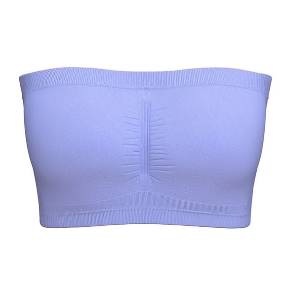 Cadancy Seamless Tube Bra Strapless Stretch Layer Design Bandeau Top Support Wireless T-Shirt Comfort Brasieres Para Mujer Light Blue 3X