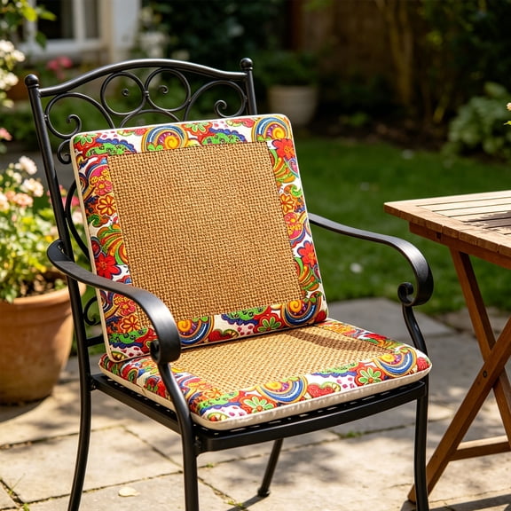 Cadancy Seat Cushion Pad Summer Cooling Woven Rattan Chair Mat with Mugwort Filling, Non-Slip Ice Silk Office Chair Cover, Breathable Dining Patio Seat Pillow Ergonomic Pressure Relief Support