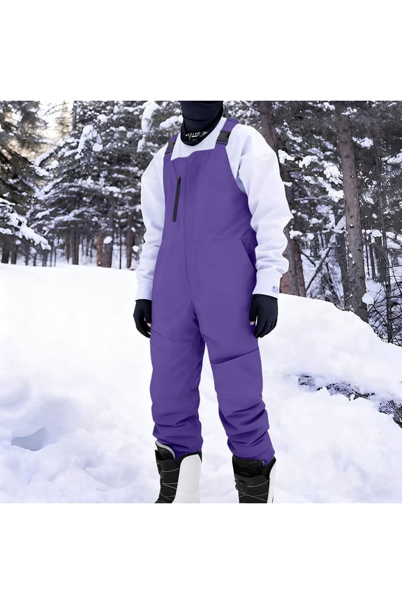 Ski Pants Men Waterproof Insulated Overall Baggy Straight Leg Zipper Pockets Snowboard Snow Bibs Outdoor Winter Warm Outfits