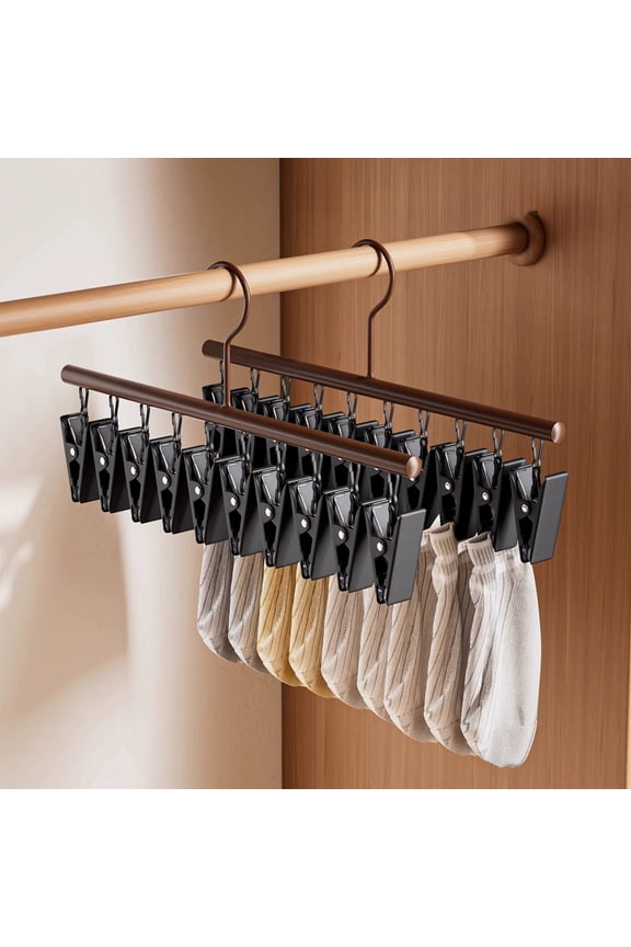 Sock Drying Rack with 10 Clips Metal Space Saving Non Slide Laundry Hanger for Socks Underwear Bra Hat Scarf Drip Hanger Multi-Clip Closet Storage Organizer
