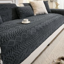 Cadancy Sofa Covers for 3 Cushion Couch Modern Soft Plush Warm Non-Slip Couch Covers Washable Cozy Fuzzy Furniture Protector Home Decor Sofa Slipcover (Black 26x71 1Pc)