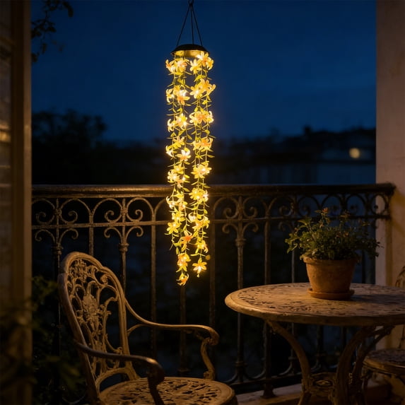 Cadancy Solar Lights Outdoor Hanging Wind Chime Lamp Waterproof Garden Lantern LED String Fairy Light Decorative Pendant for Patio Porch Balcony Yard Tree Branch Wedding Party Illumination