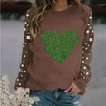 thumbnail image 1 of Cadancy St Patrick Shirts for Women Irish Shamrock Heart Graphic Long Sleeve Pullover Sweatshirts Crewneck Casual Loose Tops Fashion Funny Holiday Outfits, 1 of 5