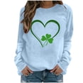 thumbnail image 1 of Cadancy St Patricks Day Shirt Women Long Sleeve Crewneck Pullover Sweatshirts Casual Loose Fit Heart Shamrock Graphic Funny Holiday Tops, 1 of 7