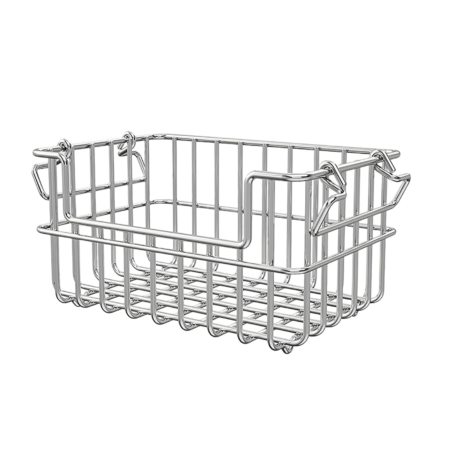 Cadancy Stainless Steel Storage Basket Stackable Wire Organizer Bin Rustproof Metal Container for Kitchen Cabinet Pantry Bathroom Countertop Dish Bowl Utensil Holder Home Organization