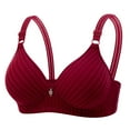 thumbnail image 1 of Cadancy Striped Wireless T-Shirt Bra Adjustable Strap Full Coverage Bralette -Comfort Seamless Design Supportive Smooth Yoga Bras CorpiñOs Para Mujer Wine 38, 1 of 6